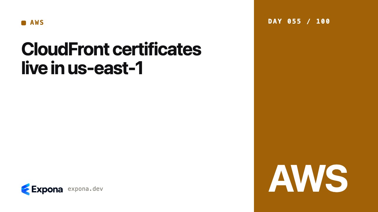 CloudFront certificates live in us-east-1 for production
