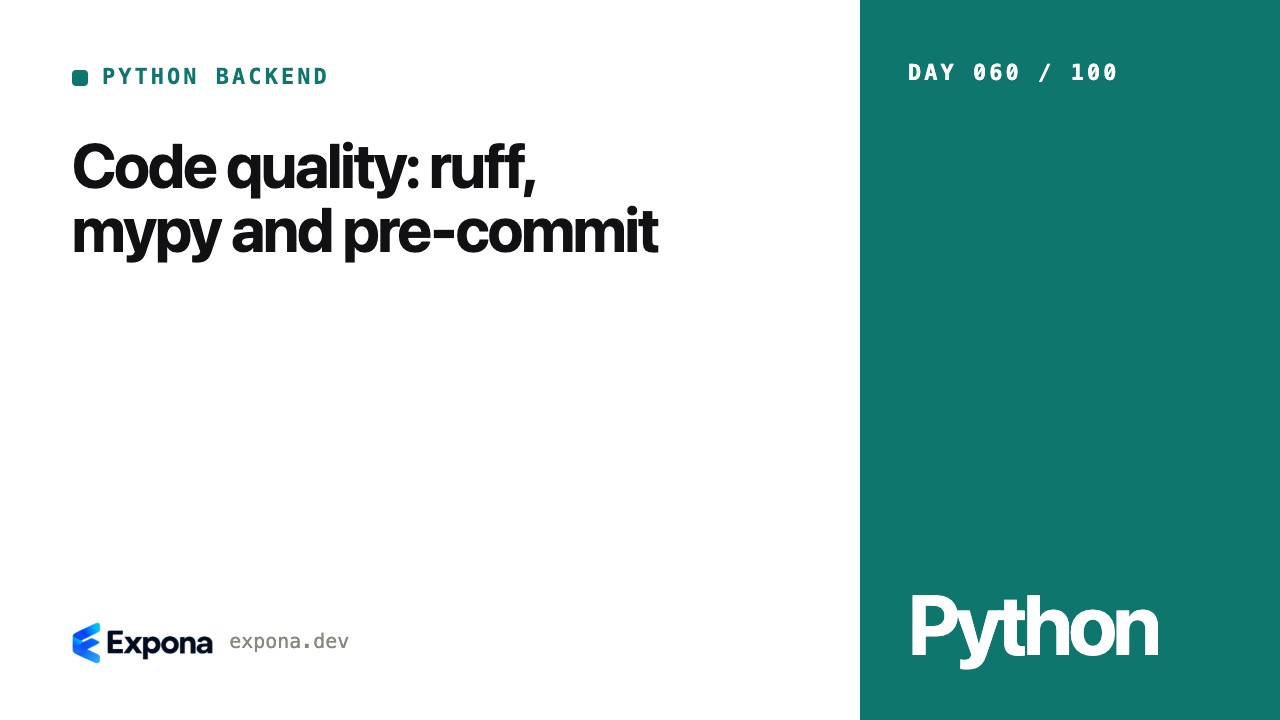 Code quality: ruff, mypy and pre-commit in Python Backend