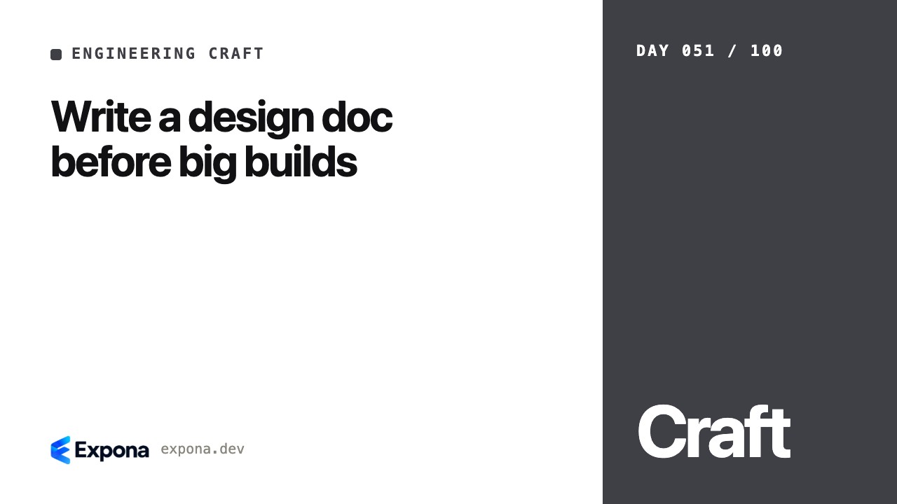 Write a design doc before big builds in Engineering Craft