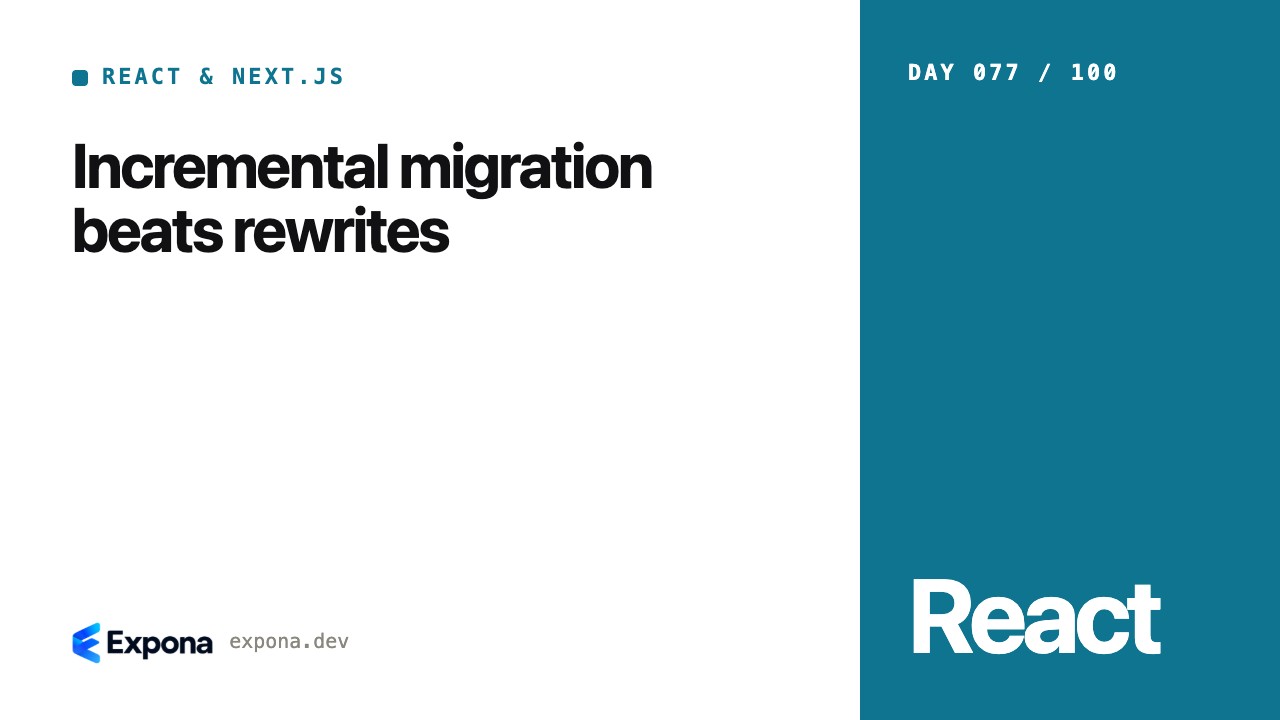 Incremental migration beats rewrites in React & Next.js